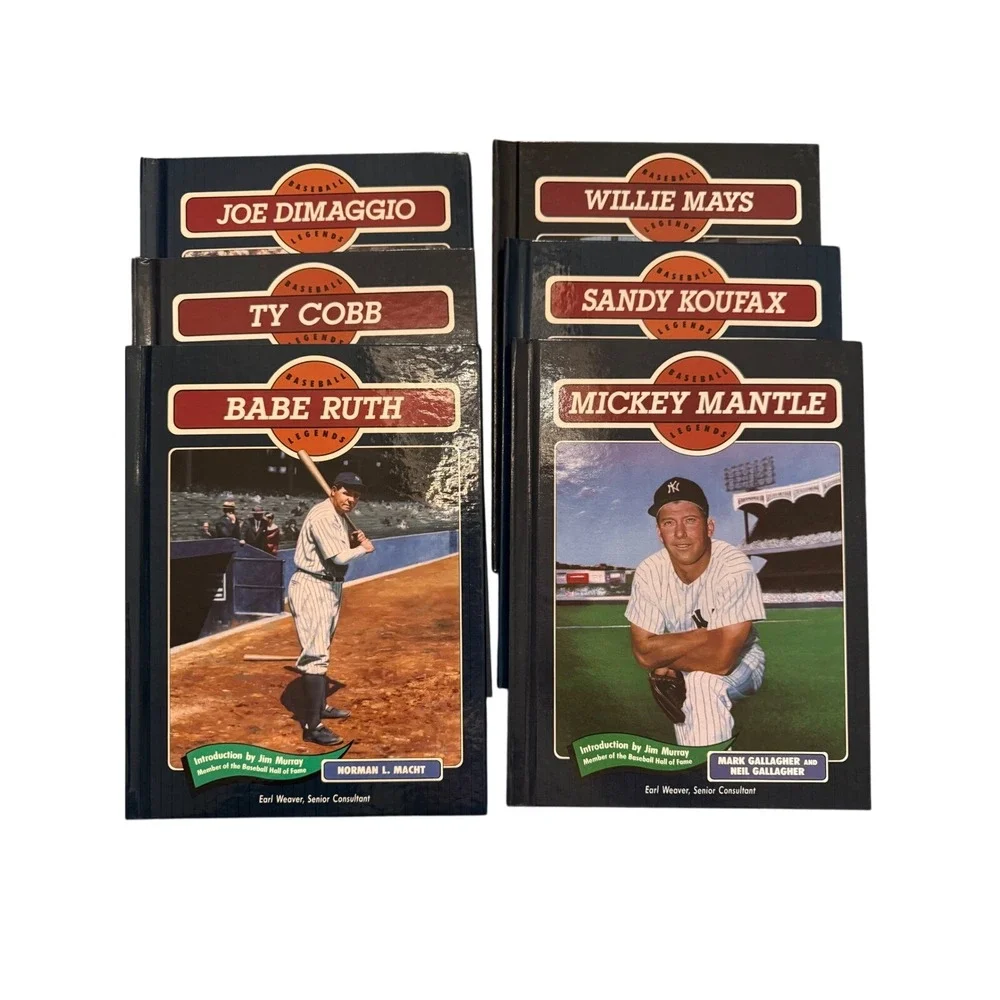 Baseball Legends Collection 6 Books: DiMaggio Cobb‎ Babe Ruth Mays Koufax Mantle