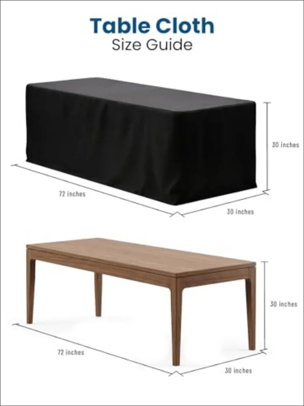 Fitted Tablecloth 2 Pack 6FT Rectangular 100% Polyester Stain Resistant