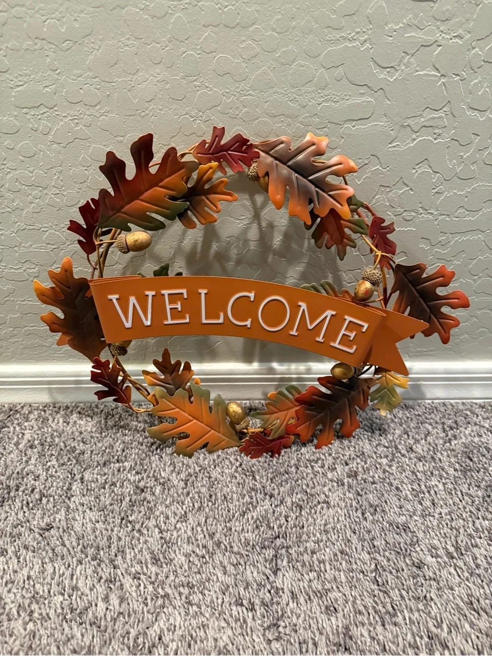 Kohl's Orange and Brown 'Welcome' Fall Leaf Wreath