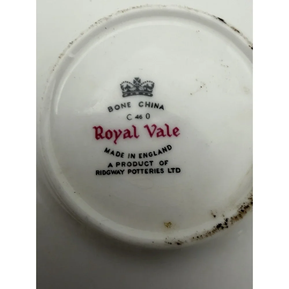 Royal Vale Bone China Saucer Yellow White‎ Floral Gold Trim England C460 5.5
