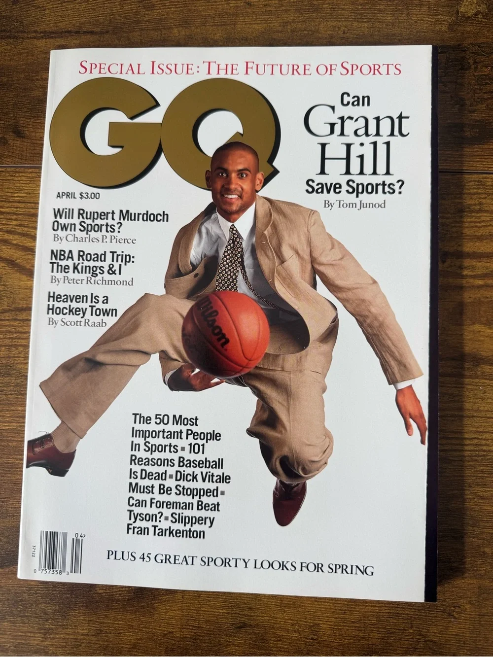 GQ April 1995‎ Grant Hill Cover NBA Detroit Pistons Future Of Sports Magazine