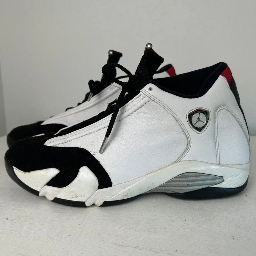 Jordan Sneakers Mens 12 Air Jordan 14 Retro Black White Red Basketball