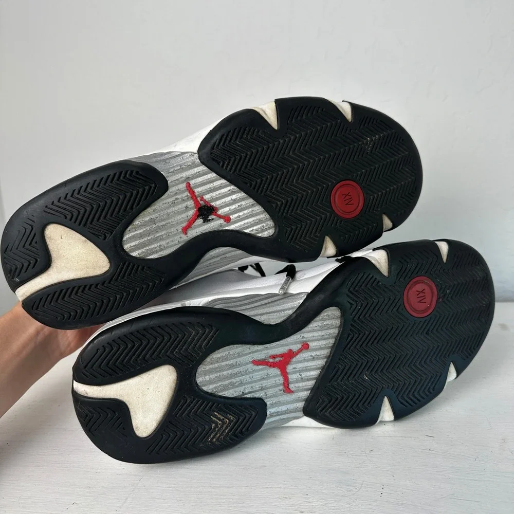 Jordan Sneakers Mens 12 Air Jordan 14 Retro Black White Red Basketball