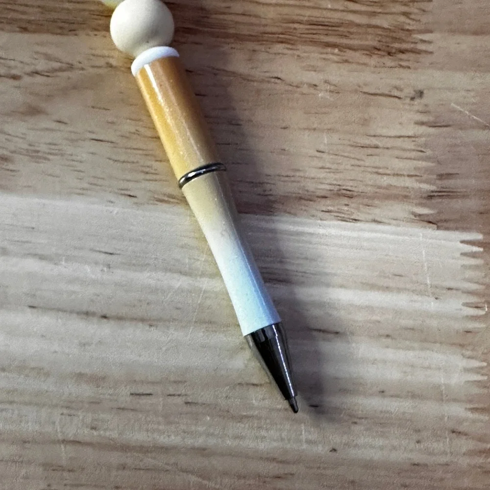 Handmade‎ Beaded Ballpoint Pen Silicone Ombre Yellow Blue Boho Stationery Gift