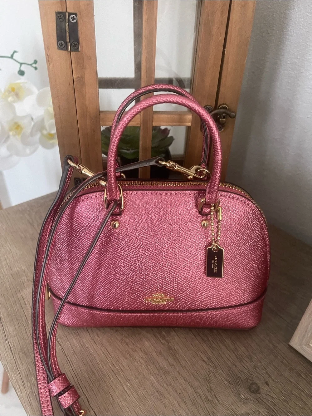 Coach Metallic Rose Mini sierra Satchel
