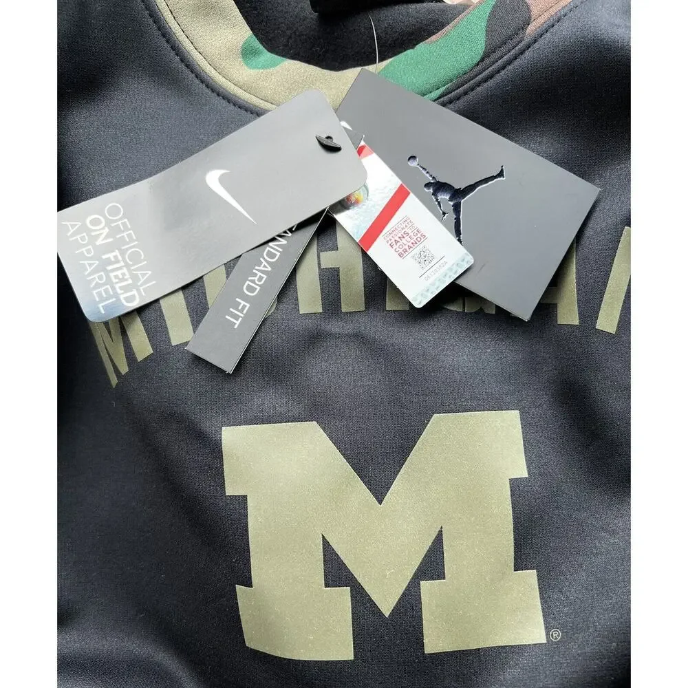 Nike Jordan Michigan Wolverines Sz M Military Appreciation Sweatshirt DD4308 010