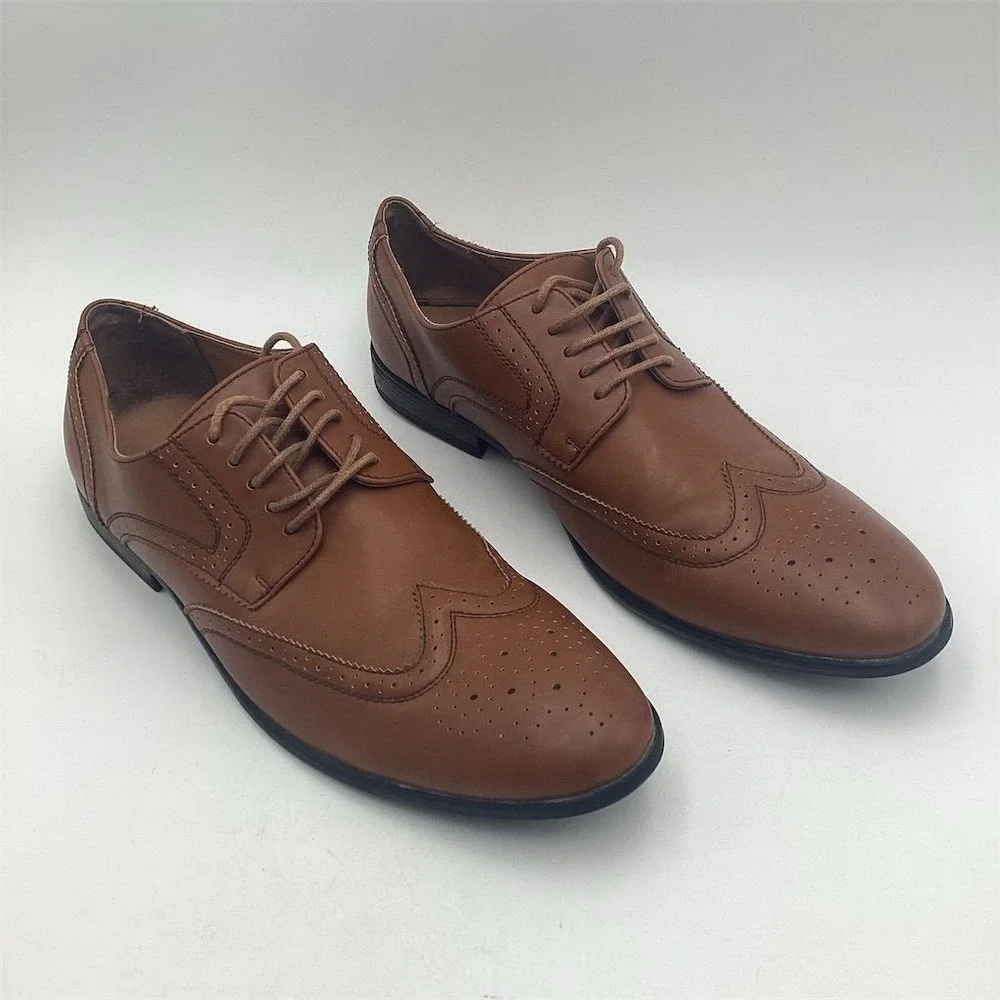 Perry Ellis Portfolio Men's Brown Oxford Dress Shoes‎ Size 10 Wingtip