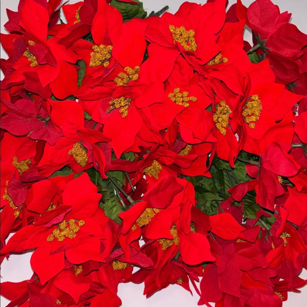 Red Poinsettia Floral Stems Holiday Bouquet RED POINSETTIAS SET OF 6 Poinsettia