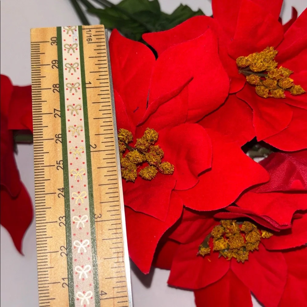 Red Poinsettia Floral Stems Holiday Bouquet RED POINSETTIAS SET OF 6 Poinsettia