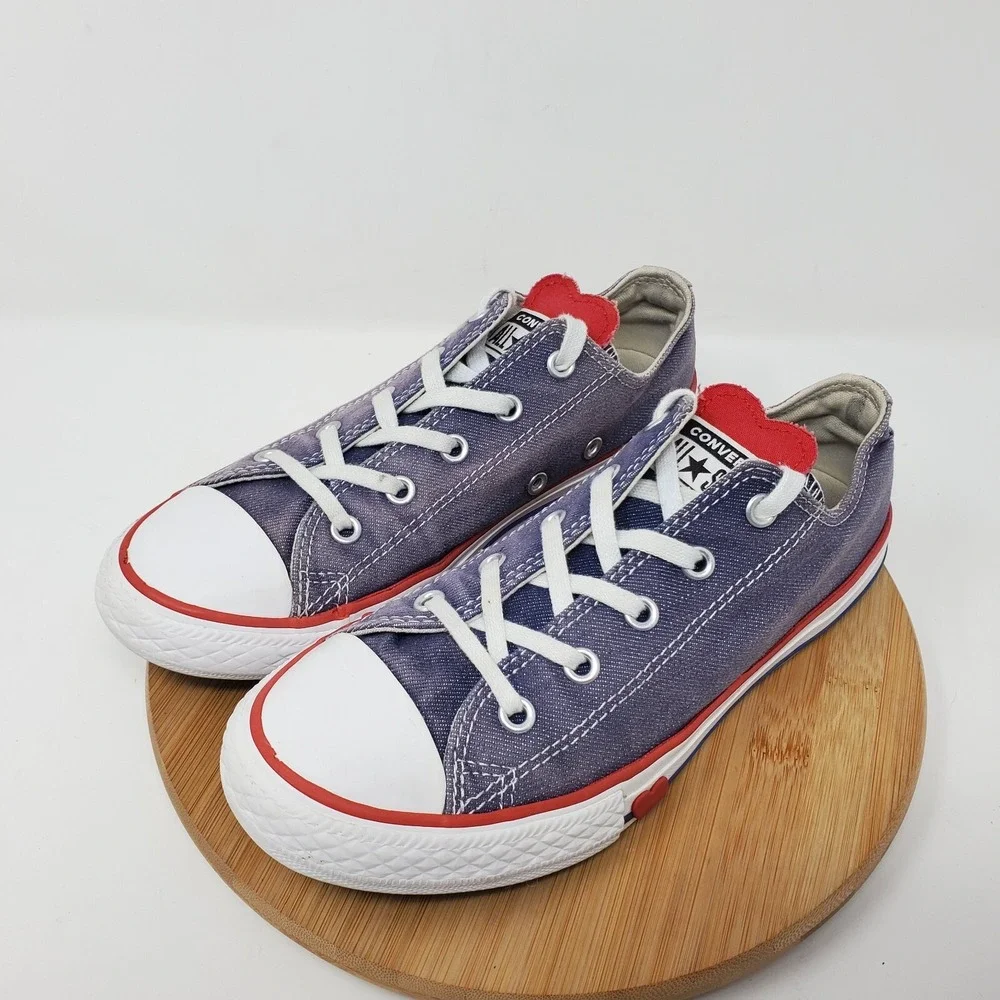 Converse All Star Kids 3 Shoes Denim Love Blue‎ Hearts Sneakers Youth Girls Boys