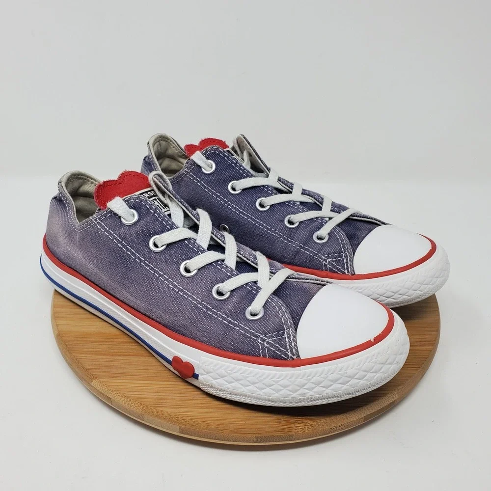 Converse All Star Kids 3 Shoes Denim Love Blue‎ Hearts Sneakers Youth Girls Boys
