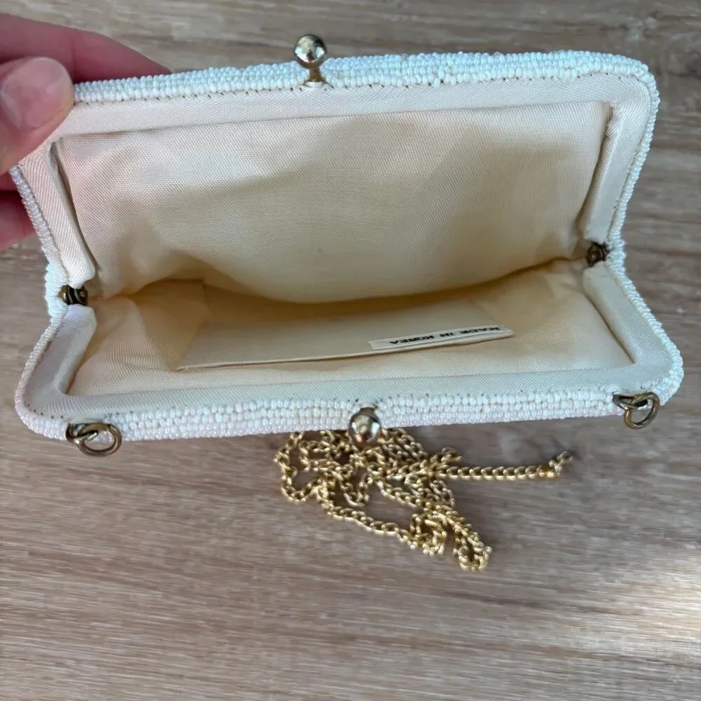 Vintage beaded white clutch evening bag
