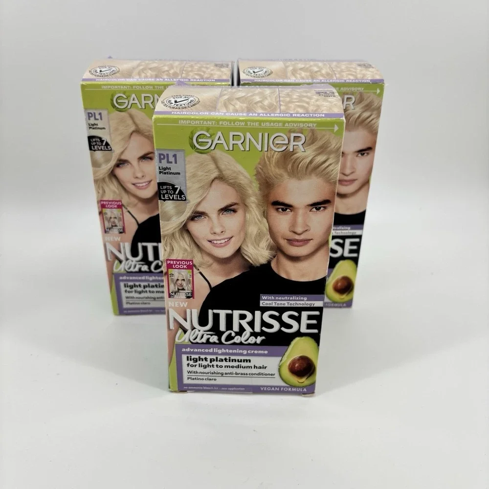 Lot Of 3 Garnier Nutrisse PL1‎ Lightest Platinum Hair Color Ultra Color