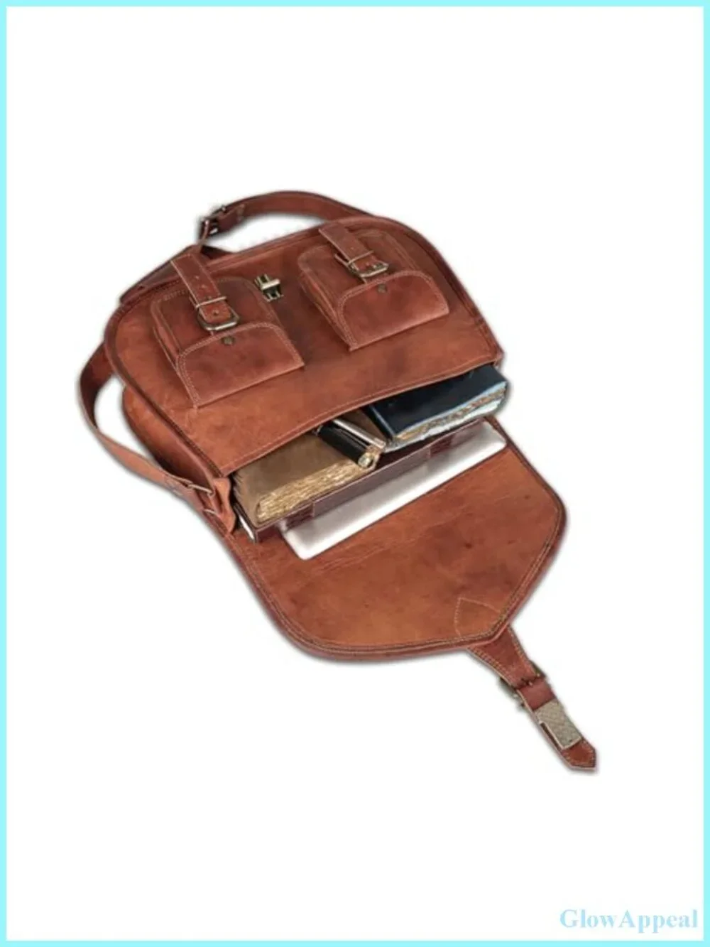 Full-Grain Leather Satchel Crossbody Shoulder Bag Travel Purse