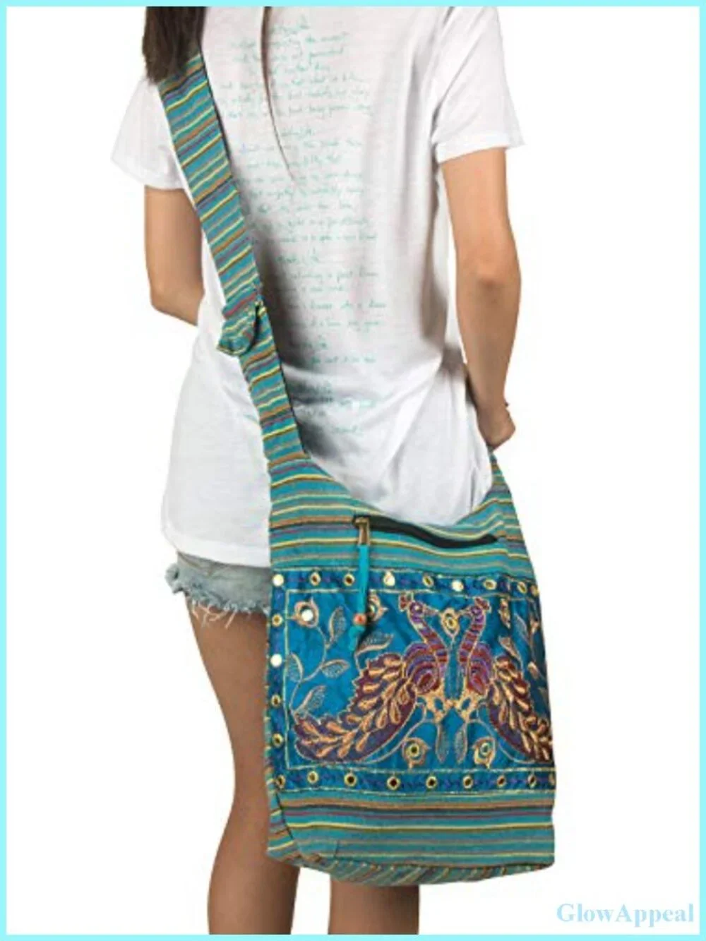 Handmade Woven Cotton Jacquard Hobo Shoulder Bag Large Everyday