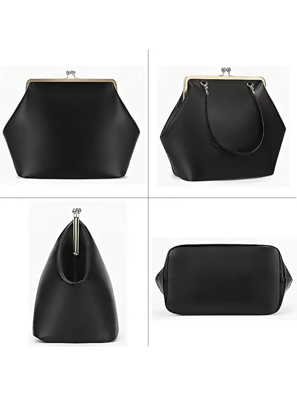 Chic Kiss Lock Tote Handbag | Stylish Underarm Shoulder Bag & Clutch Purse