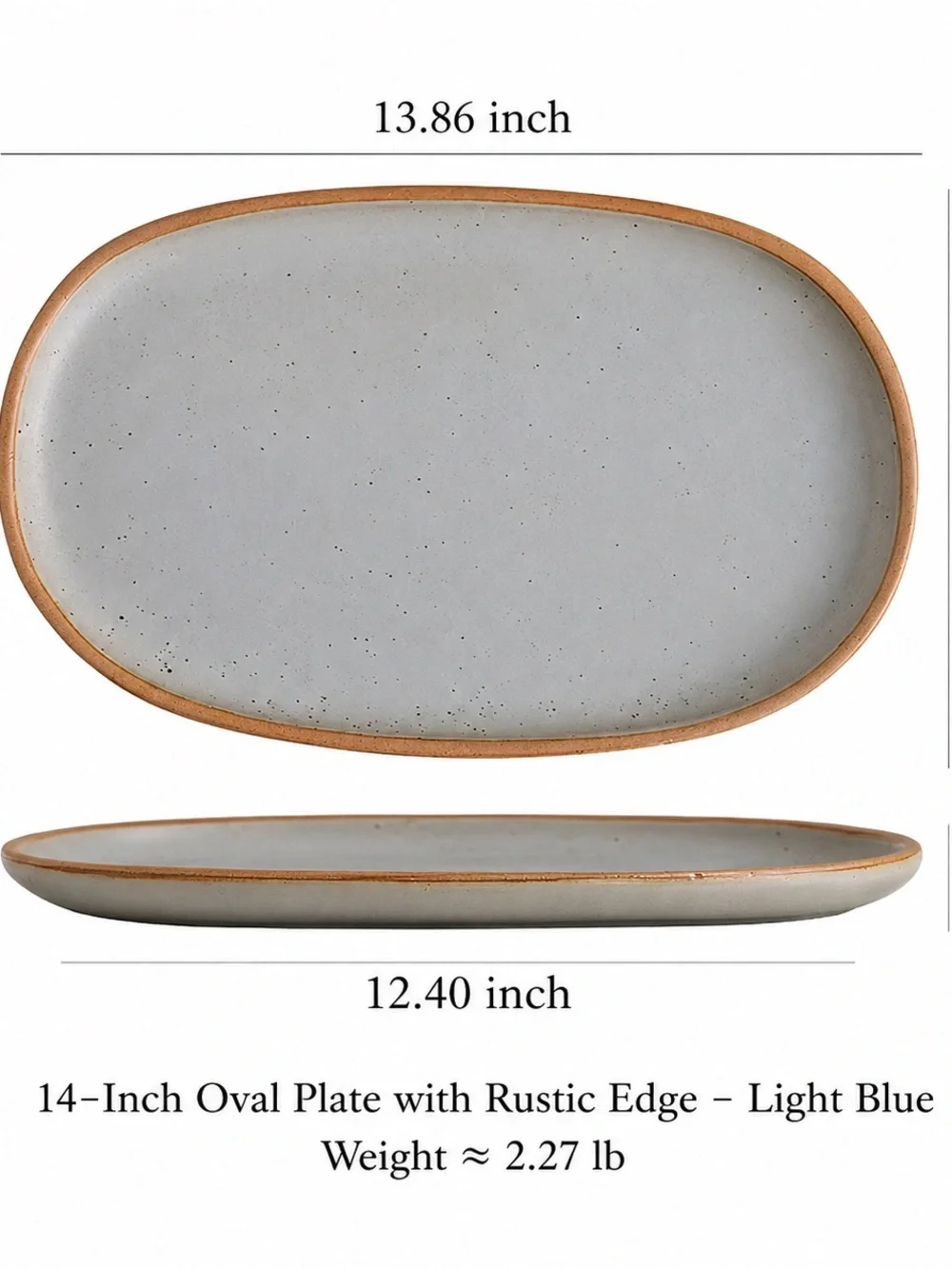 Light Blue Rustic Oval Serving Platter - Home Dining