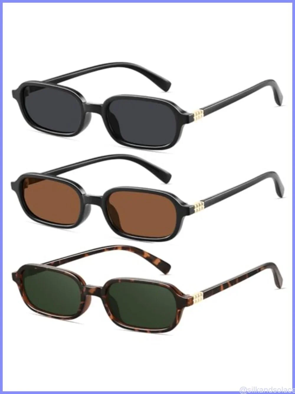 Retro Rectangular Sunglasses Women Narrow Square UV400 Protection