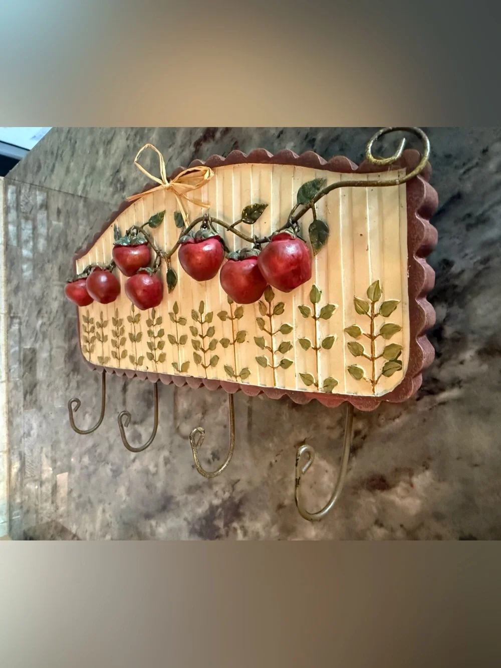 Red Apple Wall Hook Rack - Decorative Home Wall Decor