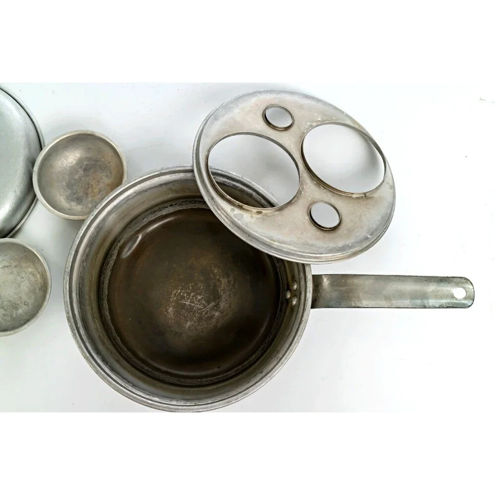 Vintage Wear-Ever Aluminum Egg Poacher Pan No 2422 With Inserts And Lid USA Made
