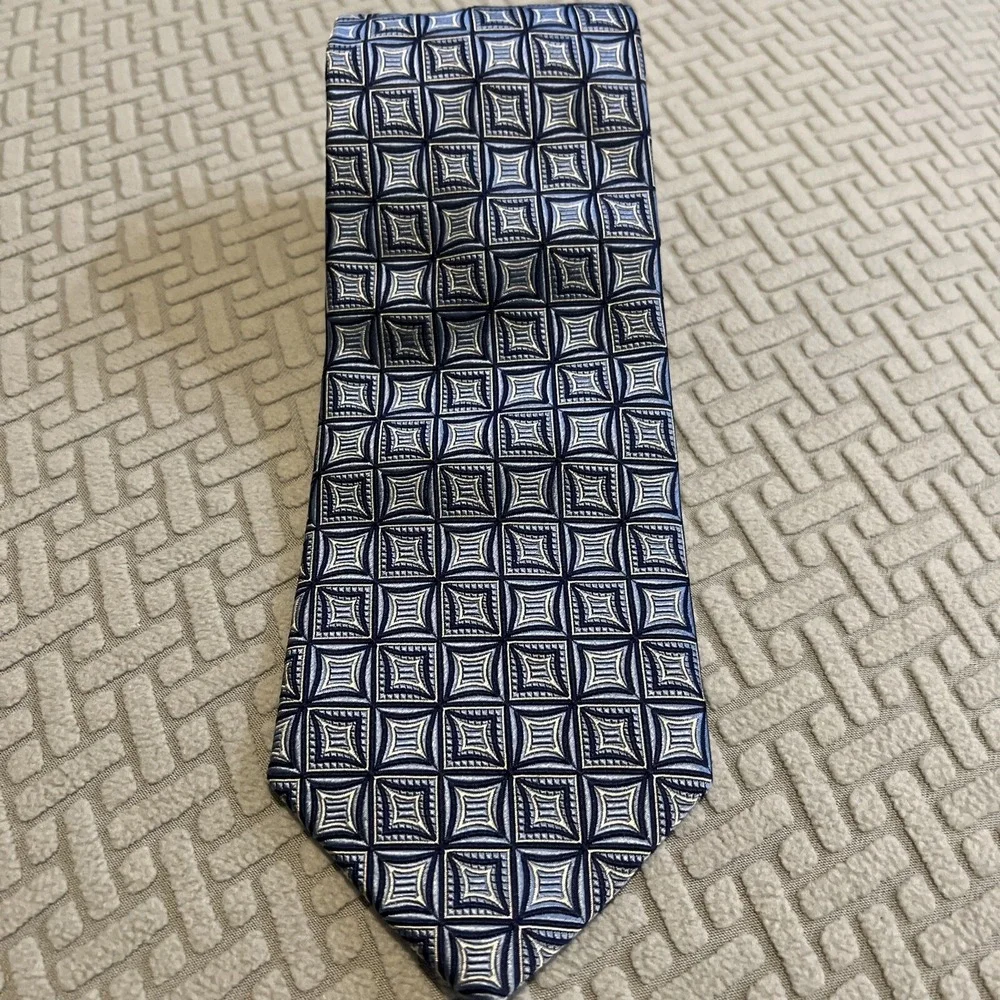 BARDELLI ROMA Necktie SILVER/BLUE 100% Silk 60