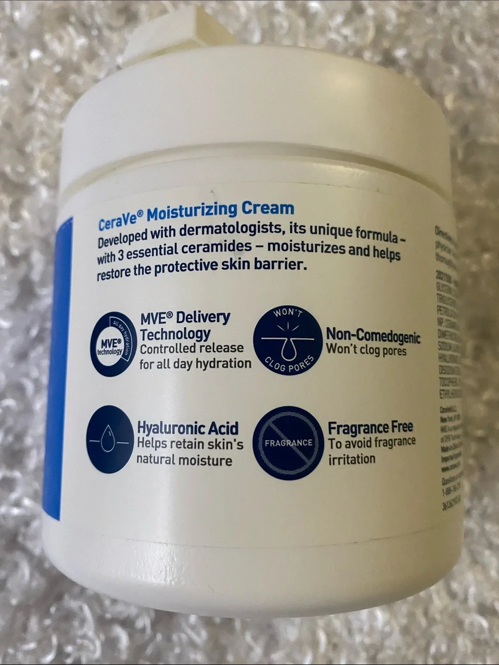 Cerave White Moisturizing Cream Jar with Blue Label Accents