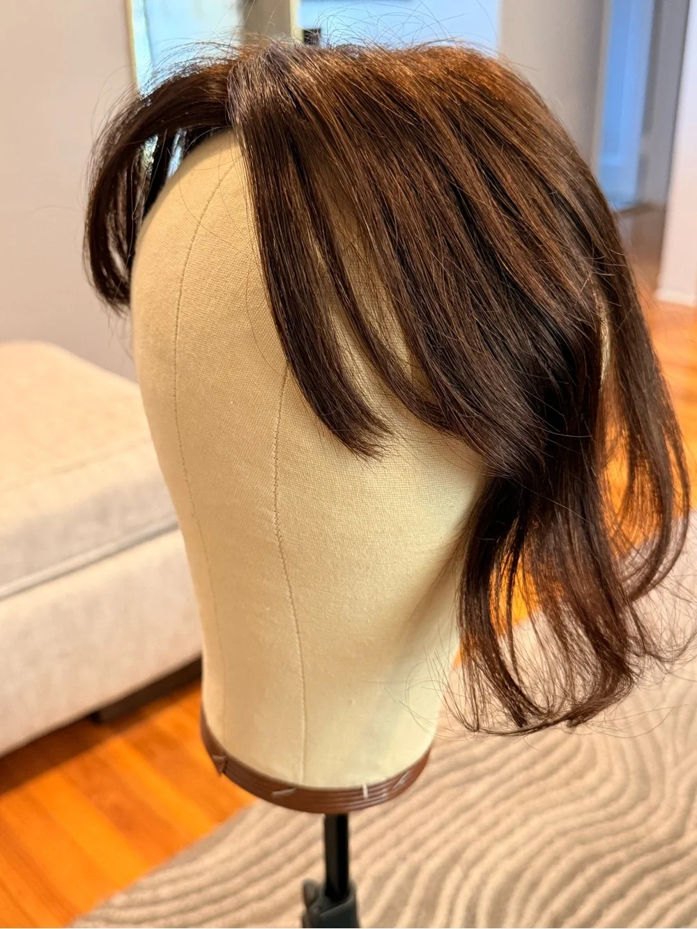 Dark Brown‎ Women’s Human Hair Topper Hairpiece with Bangs #098