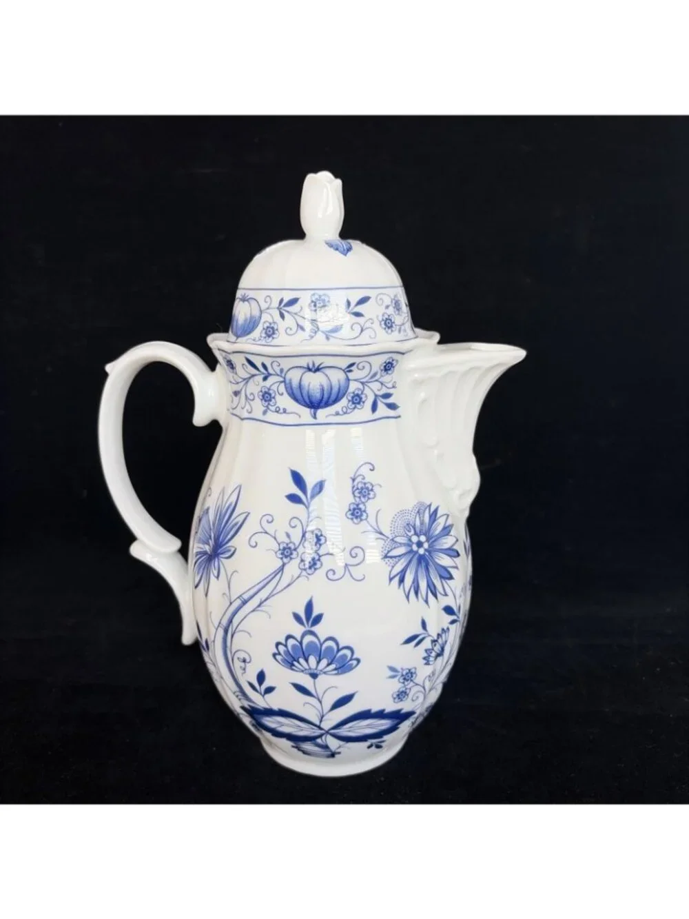 Vintage Retsch Bavaria Germany Blue Onion Porcelain Tea Coffee Pot Lid 9.5in