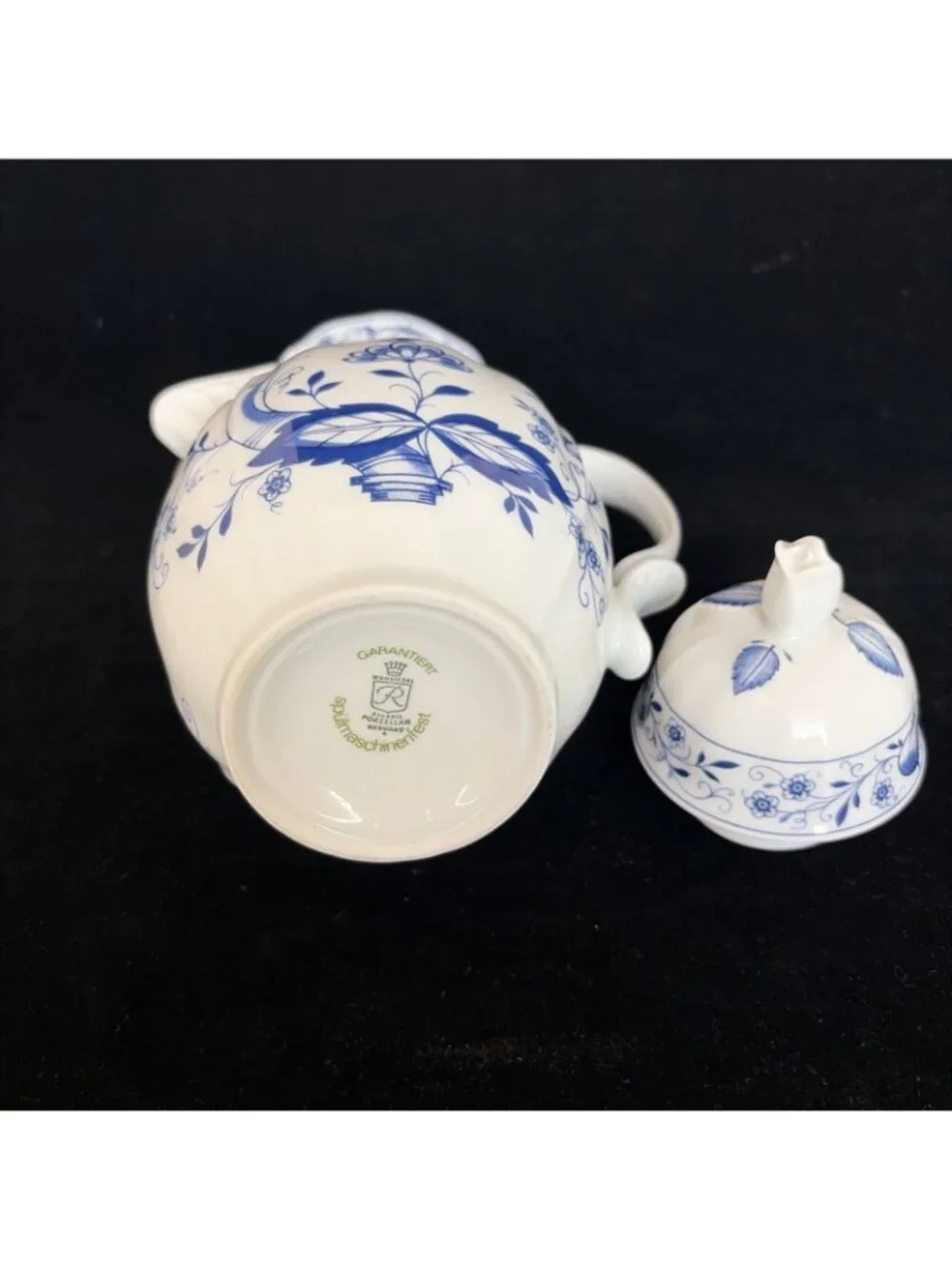 Vintage Retsch Bavaria Germany Blue Onion Porcelain Tea Coffee Pot Lid 9.5in