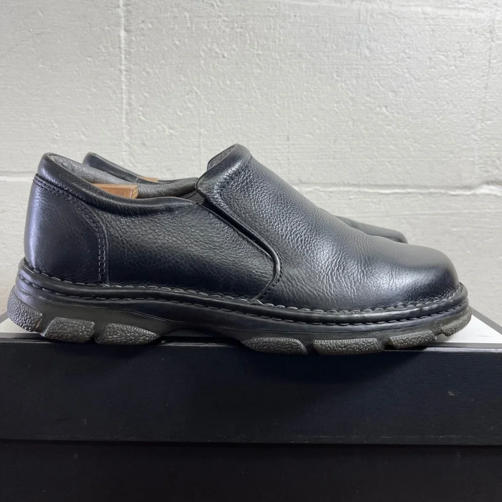 Bass Hemlock Black Leather Slip On Loafers‎ Lug Sole Shoes Men's Size 10.5 M