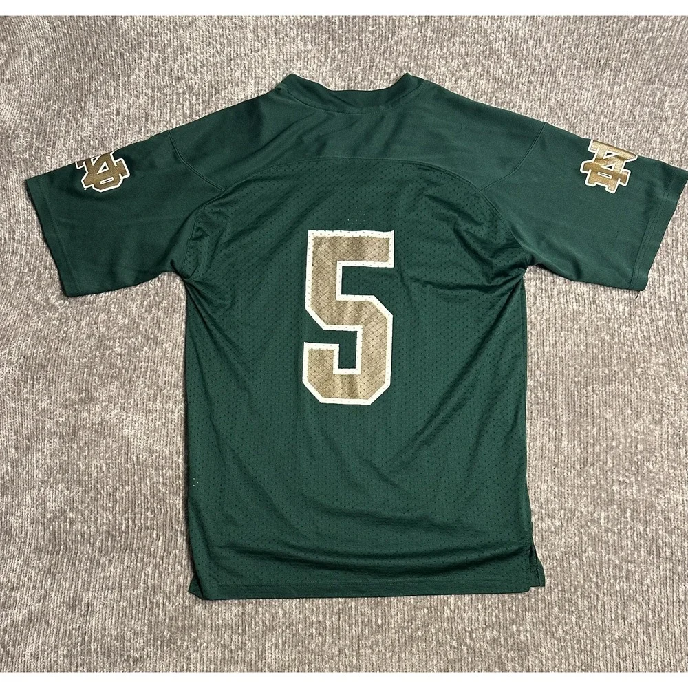 Vintage Notre Dame Adidas Football Jersey Mens L Green Y2K #5 Irish