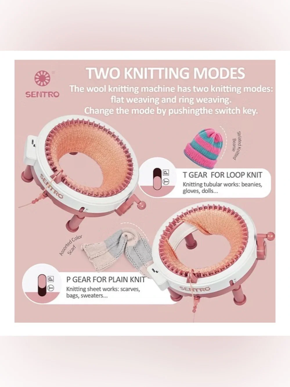 NEW Sentro Updated Knitting Loom Machine – 48-Needle Knitting Machine