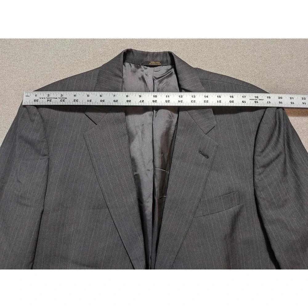 Hart Schaffner Marx Men's Blazer 44R Charcoal Gray Pinstripe Wool Jacket Coat