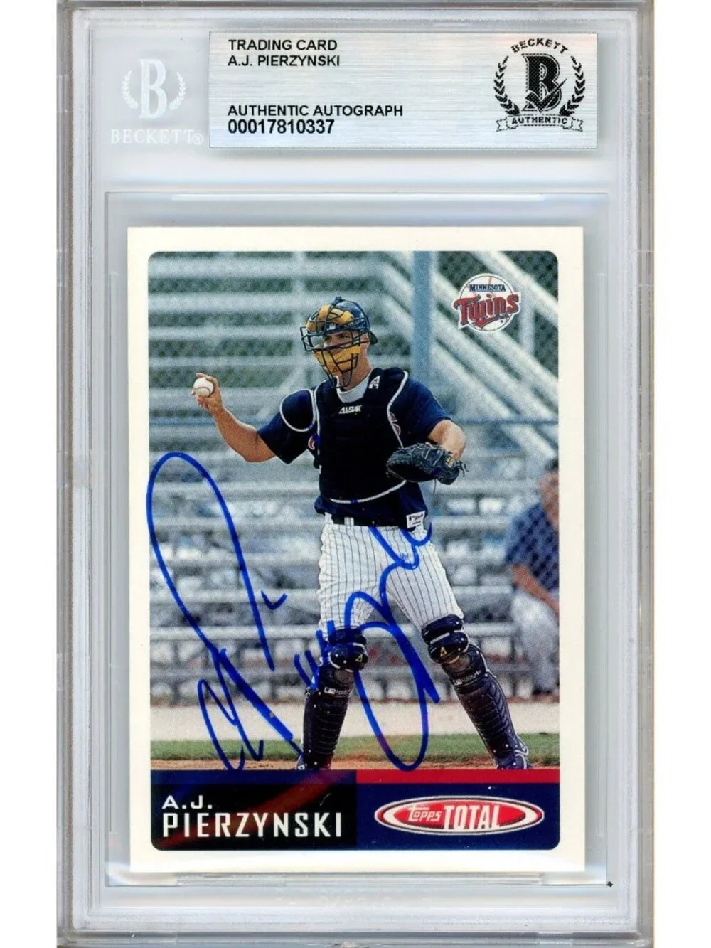 A.J. Pierzynski Signed 2002 Topps Total #256 Twins Baseball Card BAS Slab