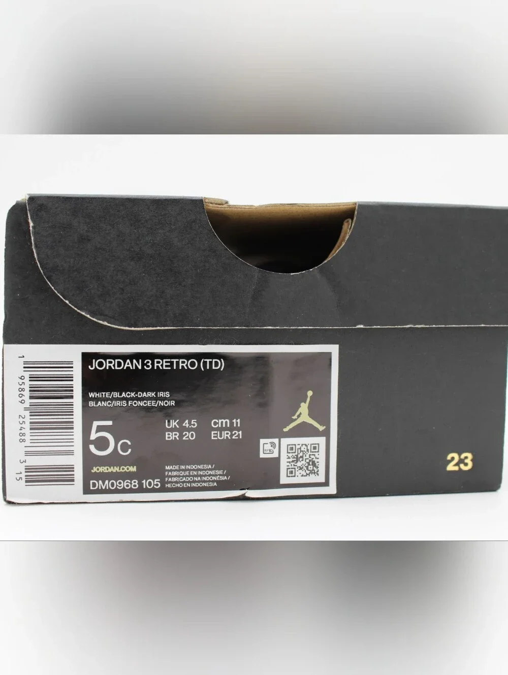 Jordan 3 Retro TD Dark Iris White Purple Size 5C