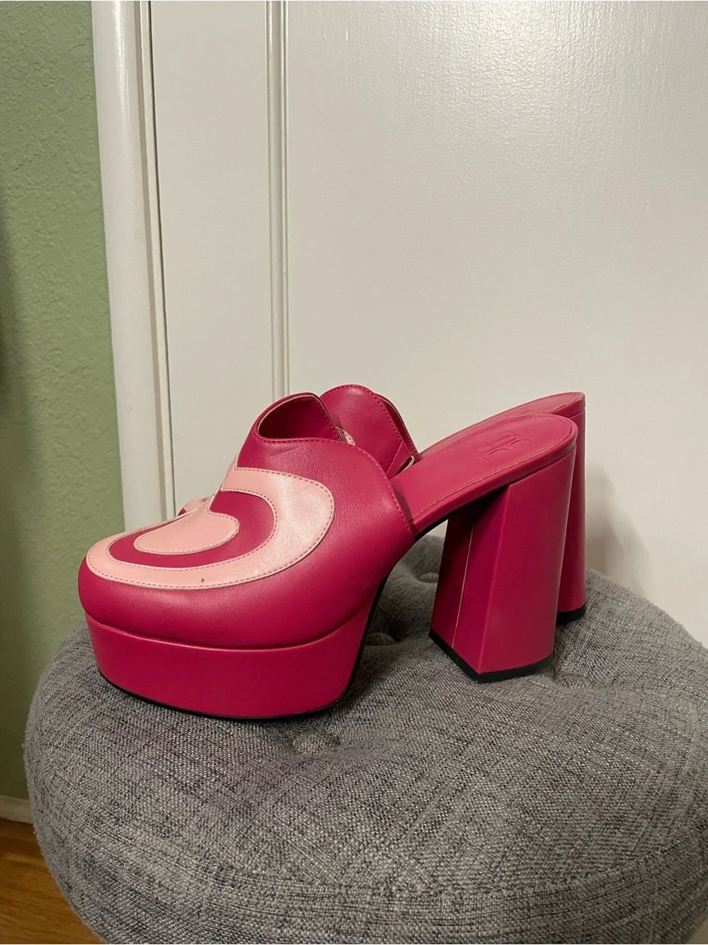 MCLC Hot Pink Heart Platform Mules - Limited Edition