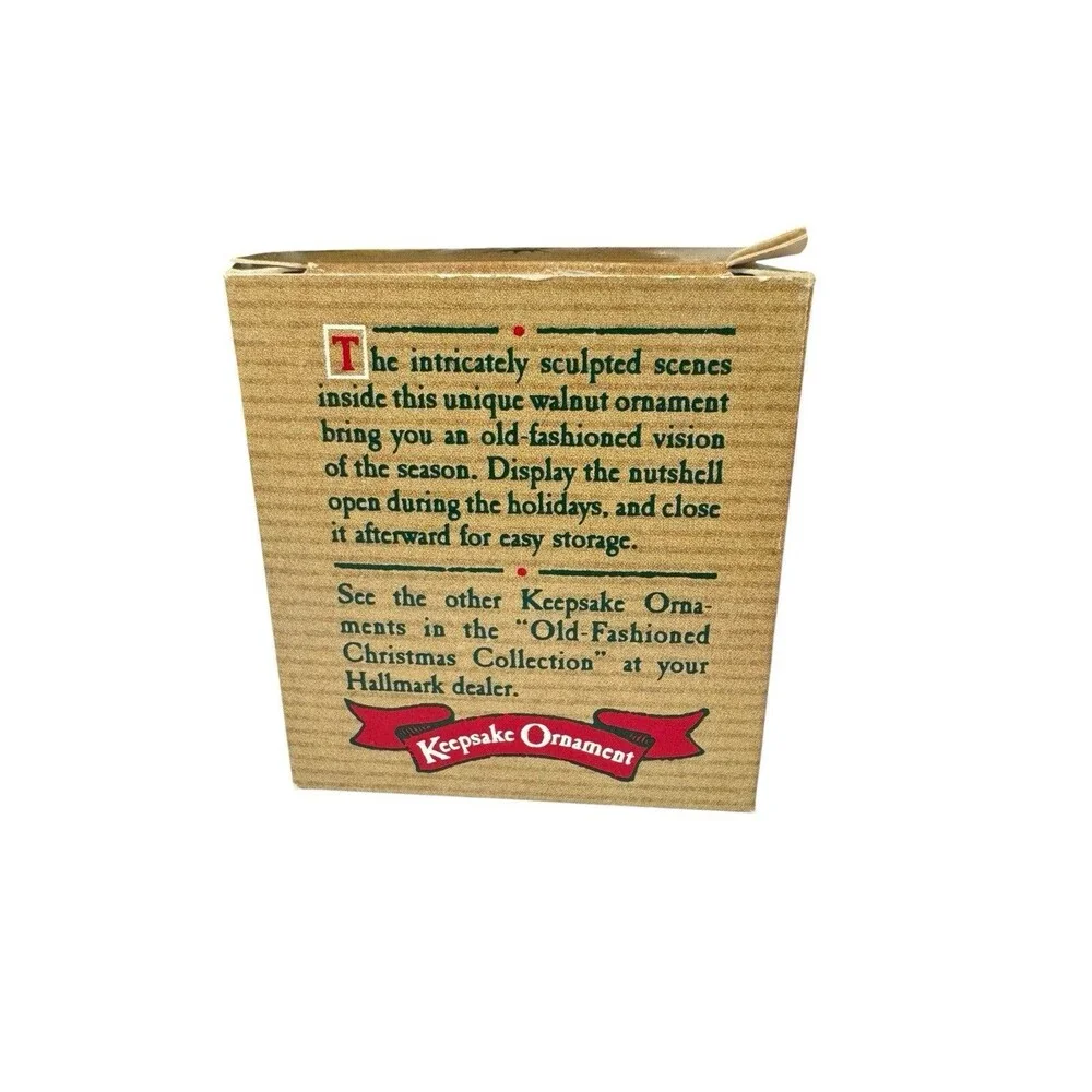 1987 Hallmark Keepsake Ornament In A Nutshell Vtg Christmas Walnut Hinge W/Box