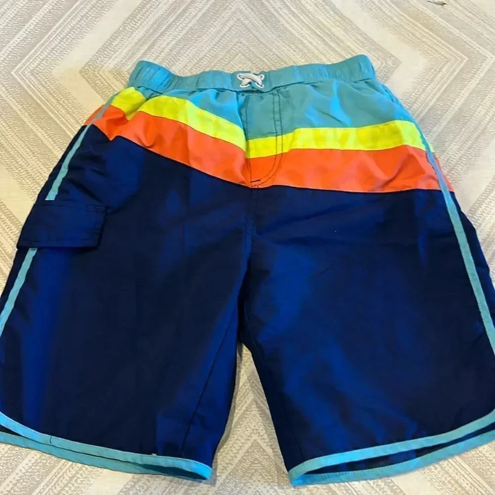 iXtreme Boys Neon and Navy Lines Swim Trunks