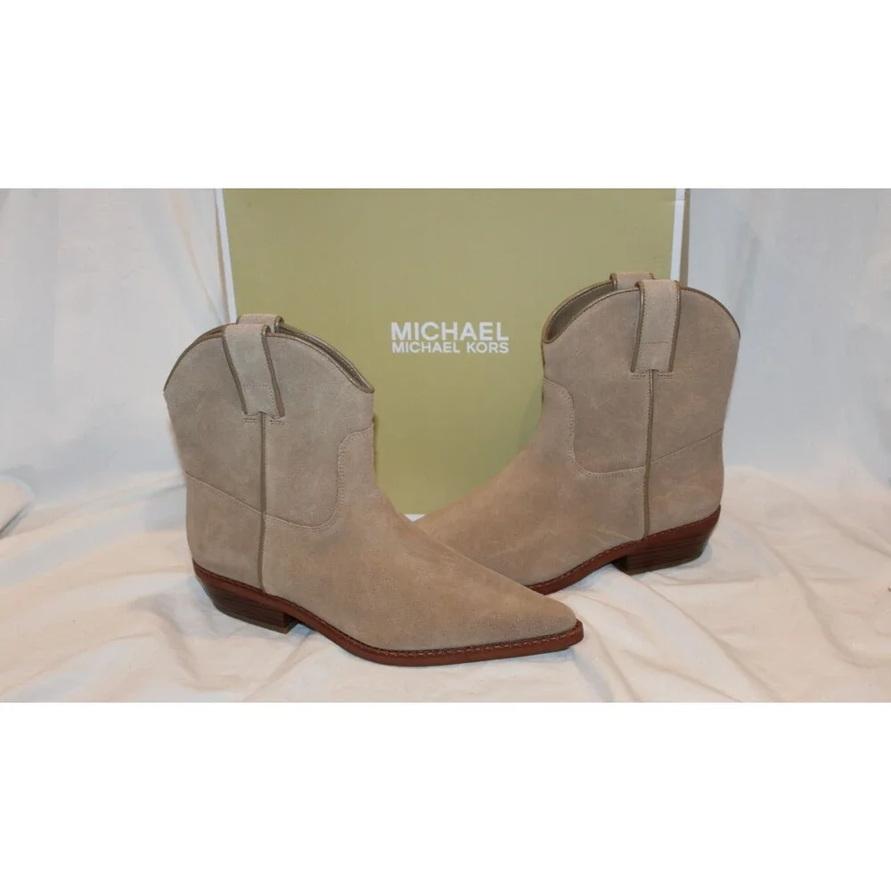 Michael Kors Noemie Women Pointed Toe Leather Pull On Ankle Boots 7.5 $175 HUSK