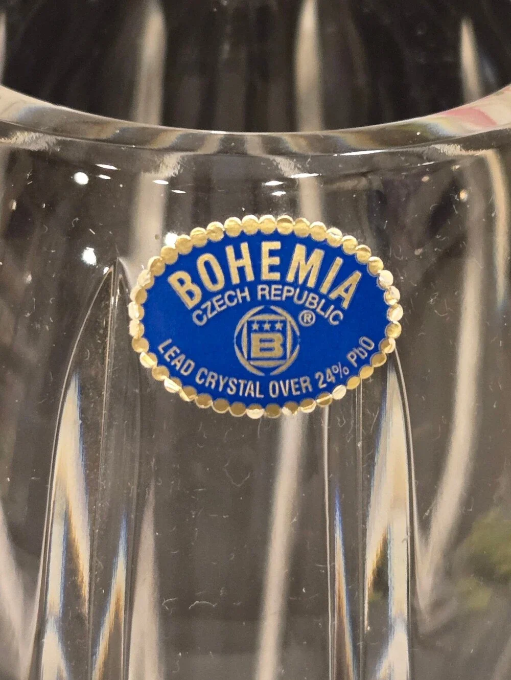 BOHEMIA Chech Republic 24% Lead Clear Crystal Ribbed Vase
