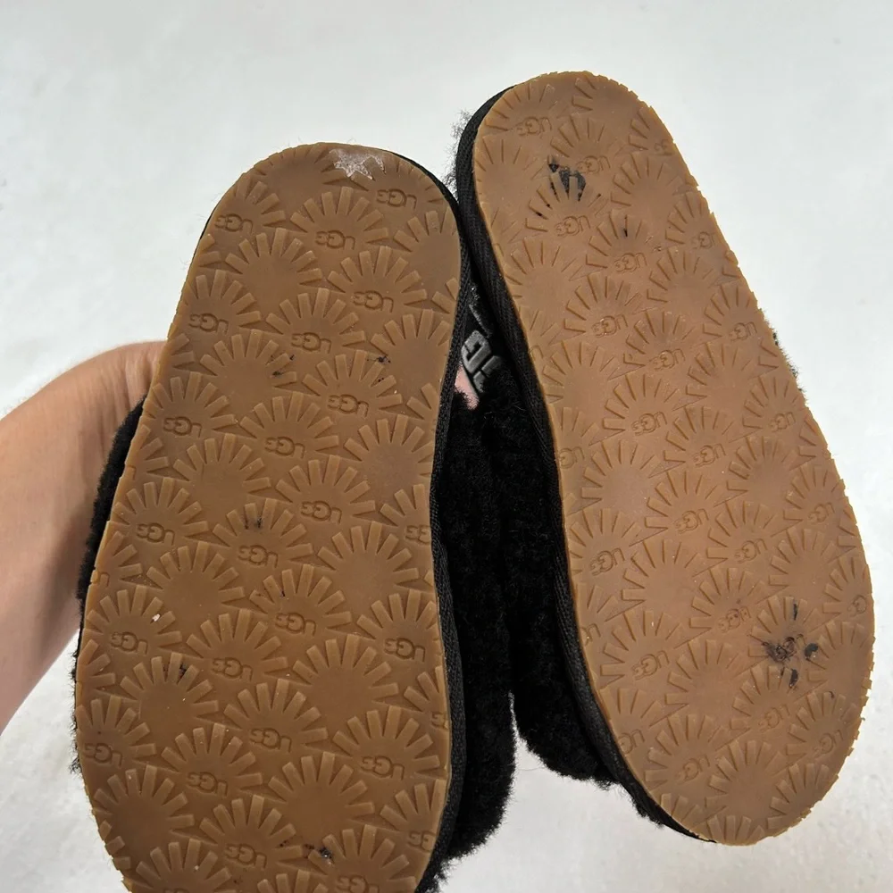 UGG Fluff Yeah slides Shearling Slingback Sandal slippers shoes black toddler