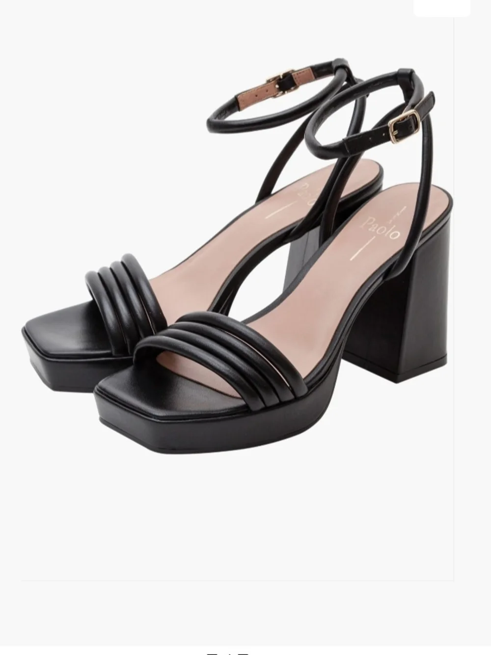 Paolo Black Platform Block Heel Ankle-Strap Sandal