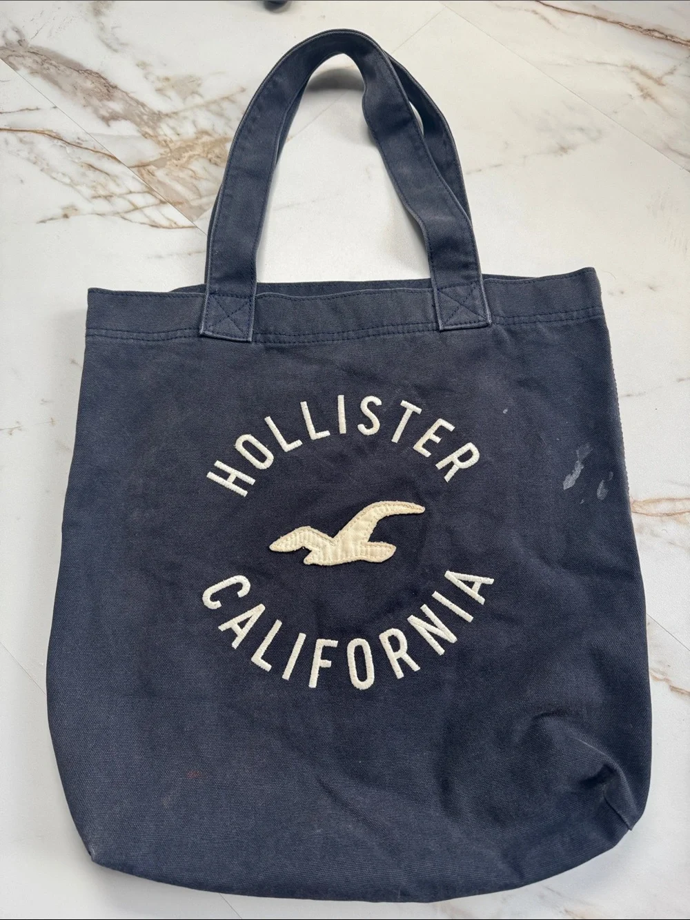 Vintage Y2K Hollister Navy Bird Tote Bag Logo Surf Beach Trendy Back to school