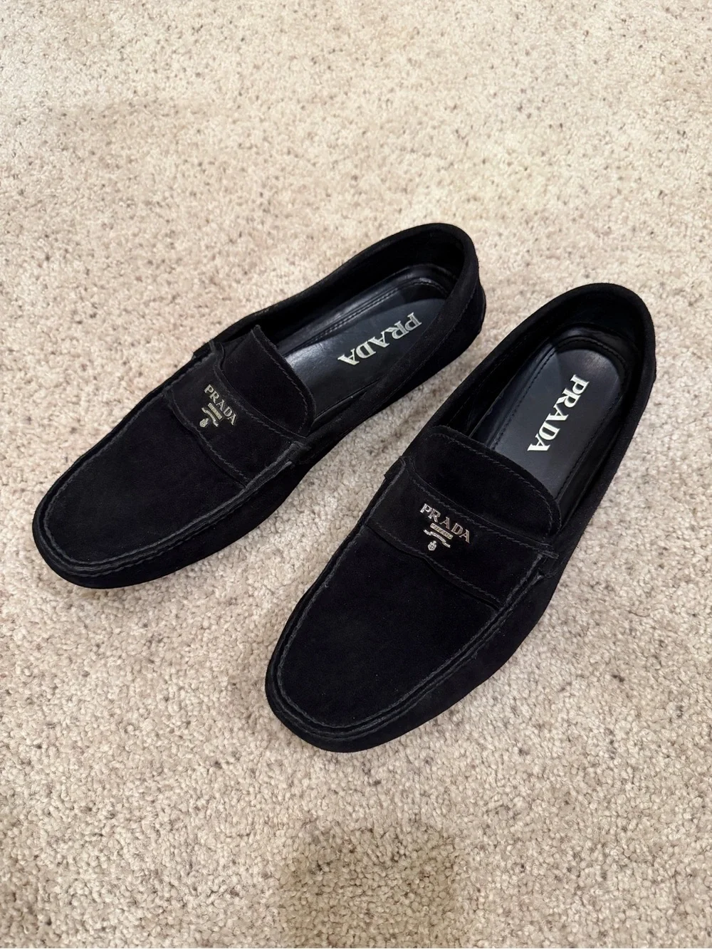 Prada Black Suede Men's Penny Loafers