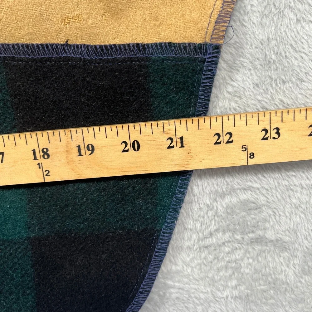 Handmade Wool Half Apron Tan Green Black Buffalo Plaid Colorblock Rustic