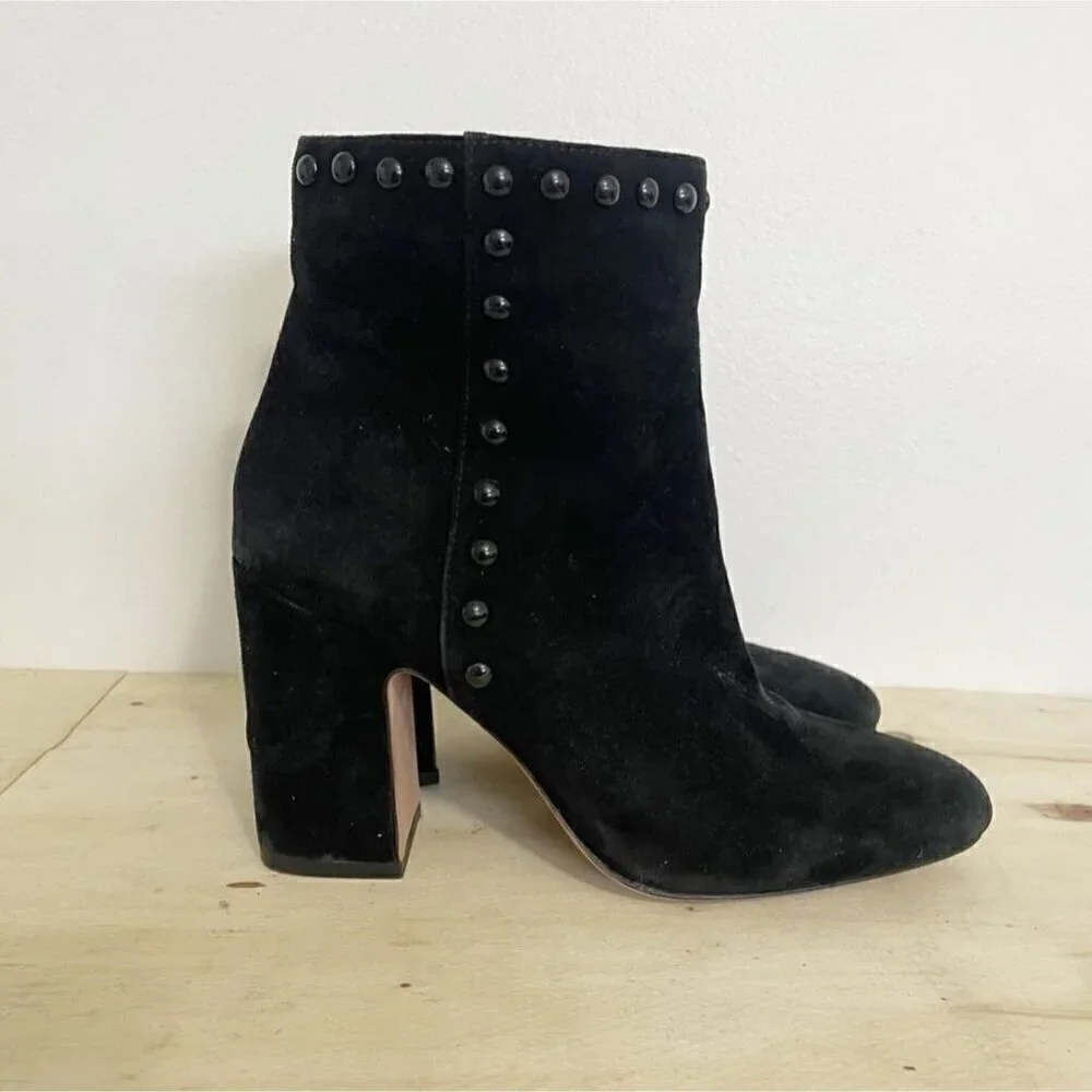 Coach Size 7.5 Boots Block Heel Black Studded