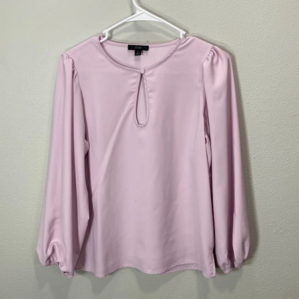 J crew Puff-sleeve‎ satin-back crepe top lavender