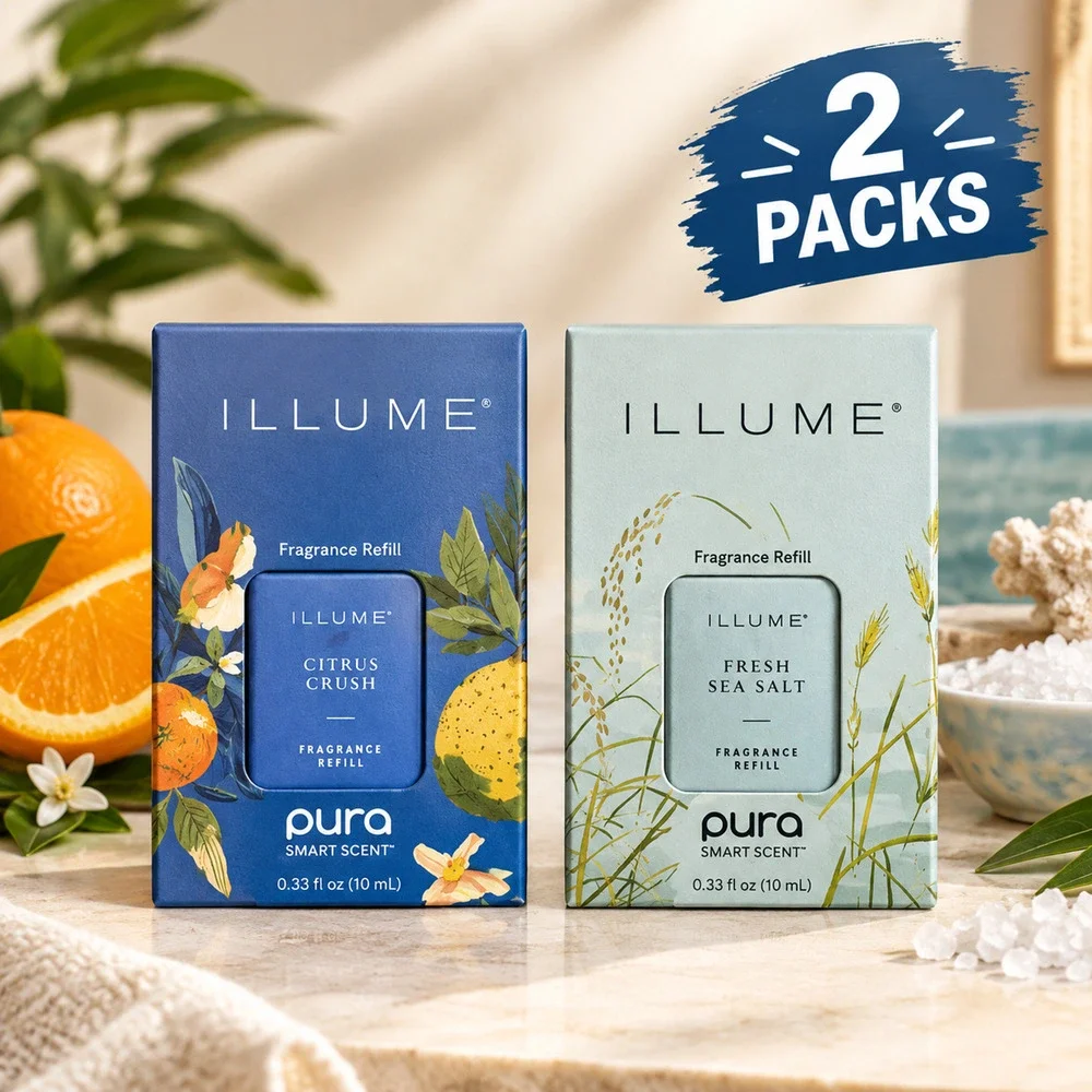 2 Pack ILLUME Pura Fragrance Refill Citrus Crush Fresh Sea Salt 0.33 oz