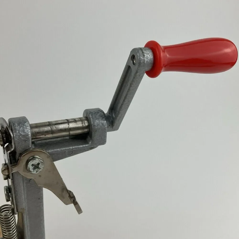 The Pampered Chef Apple Peeler Corer Slicer With Wooden Stand Hand Crank