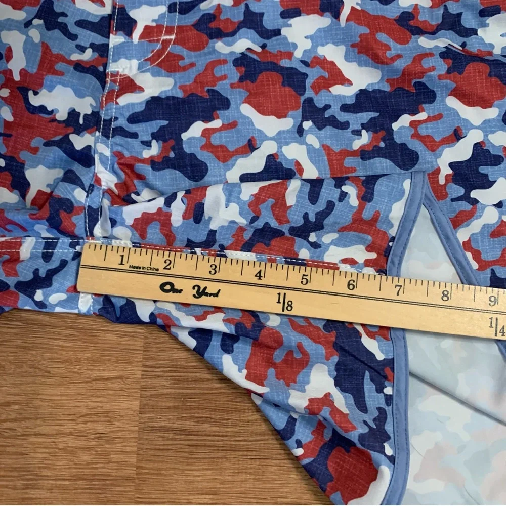 Johnnie-O NWOT Men’s XL Lined Red White Blue Camo Swim Trunks Boardshorts Preppy